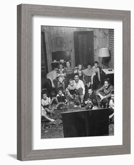 Family and Friends Gathering in Living Room to Watch Movies, Both Rented and Homemade-Gordon Parks-Framed Photographic Print