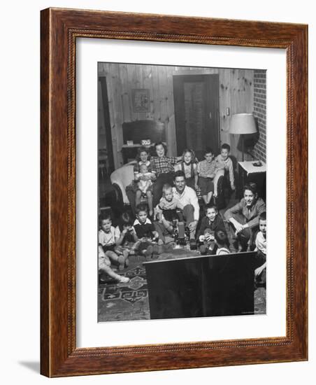 Family and Friends Gathering in Living Room to Watch Movies, Both Rented and Homemade-Gordon Parks-Framed Photographic Print