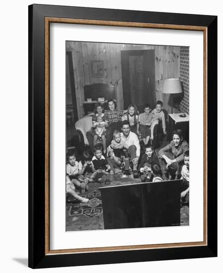 Family and Friends Gathering in Living Room to Watch Movies, Both Rented and Homemade-Gordon Parks-Framed Photographic Print