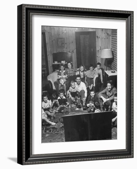 Family and Friends Gathering in Living Room to Watch Movies, Both Rented and Homemade-Gordon Parks-Framed Photographic Print