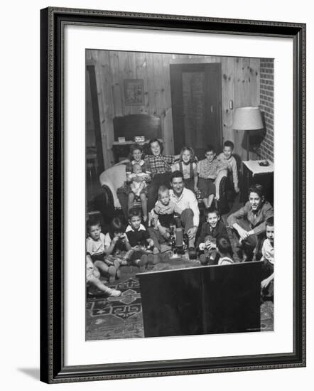 Family and Friends Gathering in Living Room to Watch Movies, Both Rented and Homemade-Gordon Parks-Framed Photographic Print