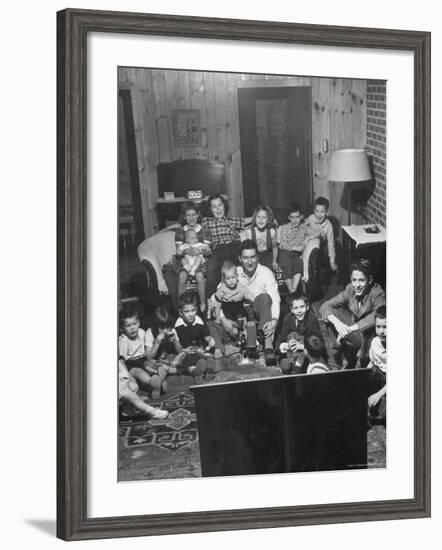 Family and Friends Gathering in Living Room to Watch Movies, Both Rented and Homemade-Gordon Parks-Framed Photographic Print