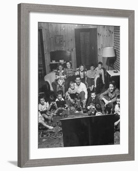 Family and Friends Gathering in Living Room to Watch Movies, Both Rented and Homemade-Gordon Parks-Framed Photographic Print
