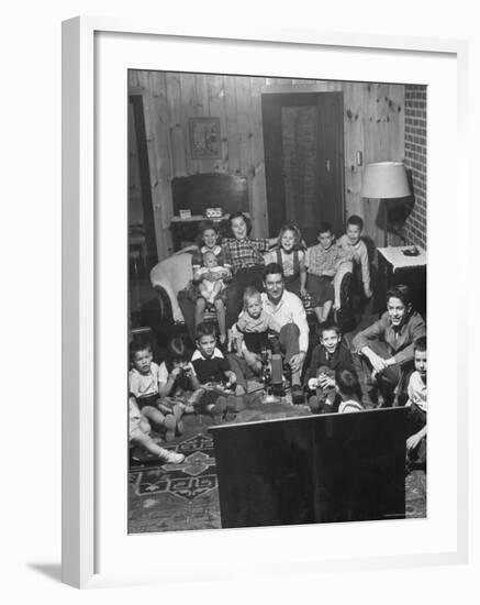 Family and Friends Gathering in Living Room to Watch Movies, Both Rented and Homemade-Gordon Parks-Framed Photographic Print