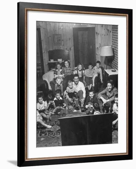 Family and Friends Gathering in Living Room to Watch Movies, Both Rented and Homemade-Gordon Parks-Framed Photographic Print