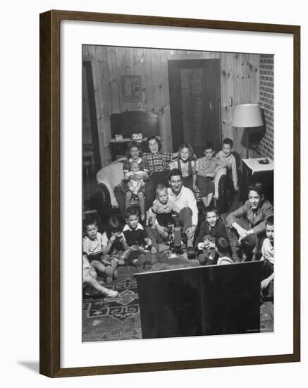 Family and Friends Gathering in Living Room to Watch Movies, Both Rented and Homemade-Gordon Parks-Framed Photographic Print