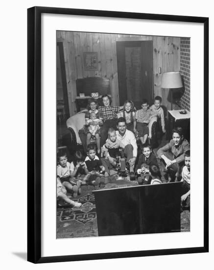 Family and Friends Gathering in Living Room to Watch Movies, Both Rented and Homemade-Gordon Parks-Framed Photographic Print