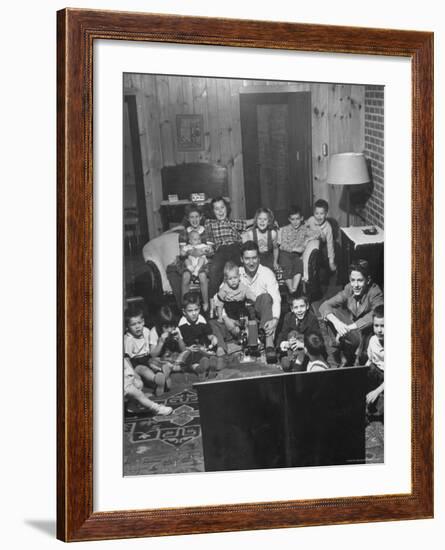 Family and Friends Gathering in Living Room to Watch Movies, Both Rented and Homemade-Gordon Parks-Framed Photographic Print