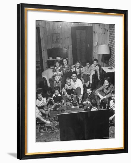 Family and Friends Gathering in Living Room to Watch Movies, Both Rented and Homemade-Gordon Parks-Framed Photographic Print