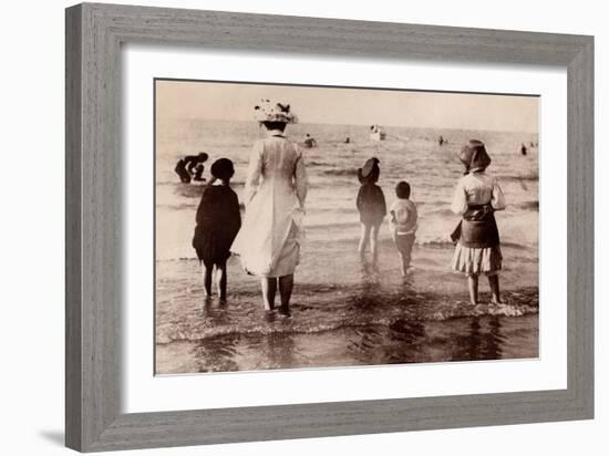 Family at the Beach, 1890-null-Framed Photographic Print