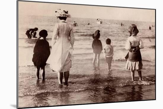 Family at the Beach, 1890-null-Mounted Photographic Print