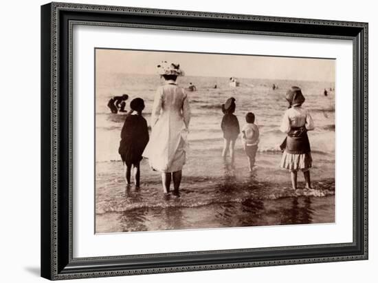 Family at the Beach, 1890-null-Framed Photographic Print