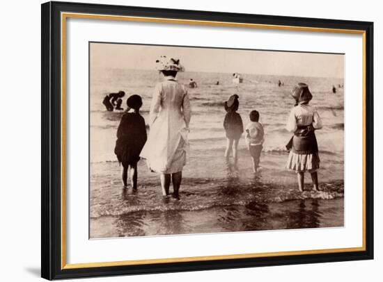 Family at the Beach, 1890-null-Framed Photographic Print