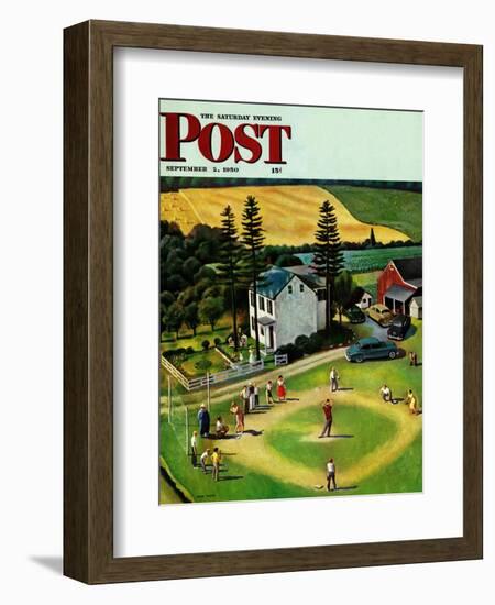 "Family Baseball" Saturday Evening Post Cover, September 2, 1950-John Falter-Framed Giclee Print