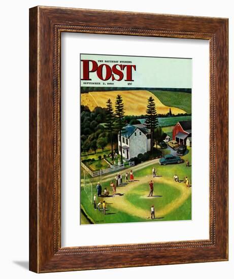 "Family Baseball" Saturday Evening Post Cover, September 2, 1950-John Falter-Framed Giclee Print