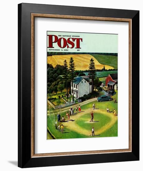 "Family Baseball" Saturday Evening Post Cover, September 2, 1950-John Falter-Framed Giclee Print