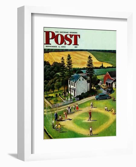 "Family Baseball" Saturday Evening Post Cover, September 2, 1950-John Falter-Framed Giclee Print