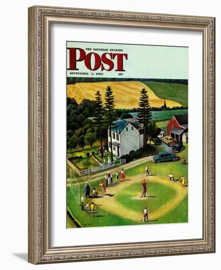 "Family Baseball" Saturday Evening Post Cover, September 2, 1950-John Falter-Framed Giclee Print