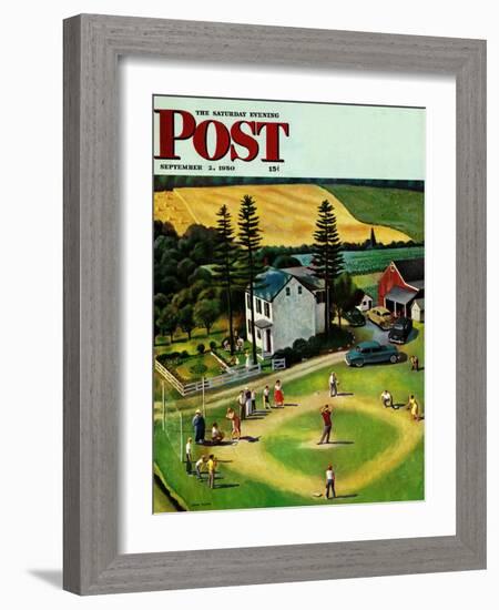 "Family Baseball" Saturday Evening Post Cover, September 2, 1950-John Falter-Framed Giclee Print