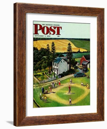 "Family Baseball" Saturday Evening Post Cover, September 2, 1950-John Falter-Framed Giclee Print