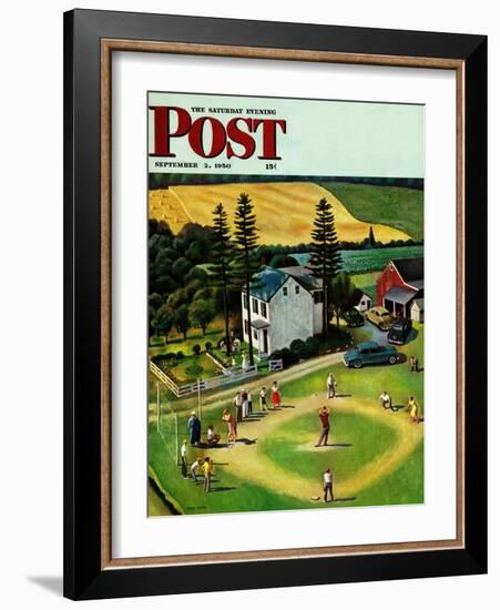 "Family Baseball" Saturday Evening Post Cover, September 2, 1950-John Falter-Framed Giclee Print