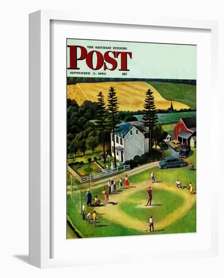 "Family Baseball" Saturday Evening Post Cover, September 2, 1950-John Falter-Framed Giclee Print