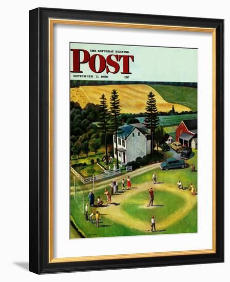 "Family Baseball" Saturday Evening Post Cover, September 2, 1950-John Falter-Framed Giclee Print