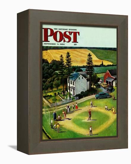 "Family Baseball" Saturday Evening Post Cover, September 2, 1950-John Falter-Framed Premier Image Canvas