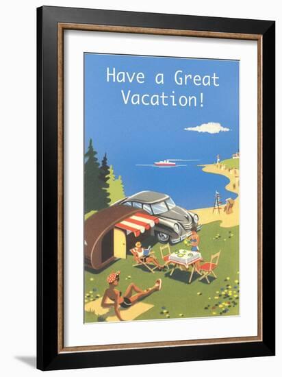 Family Camping by Ocean, Have a Great Vacation-null-Framed Art Print