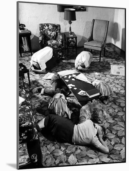 Family During an Atomic War Drill-John Dominis-Mounted Photographic Print