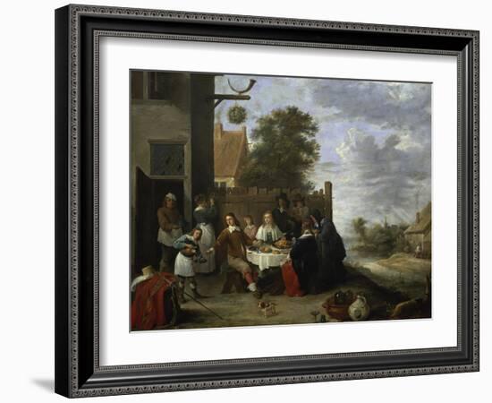 Family During an Outdoor Meal-Jan Steen-Framed Giclee Print