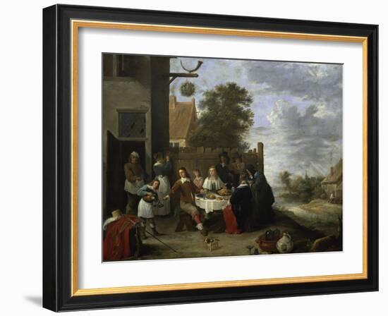 Family During an Outdoor Meal-Jan Steen-Framed Giclee Print