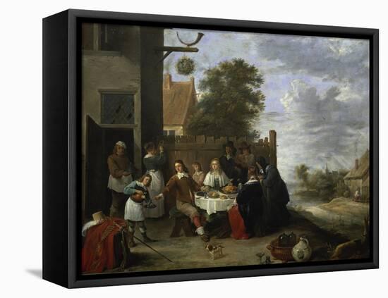 Family During an Outdoor Meal-Jan Steen-Framed Premier Image Canvas