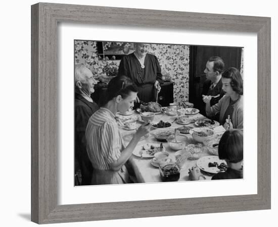 Family Eating at Dinner Table-John Dominis-Framed Photographic Print