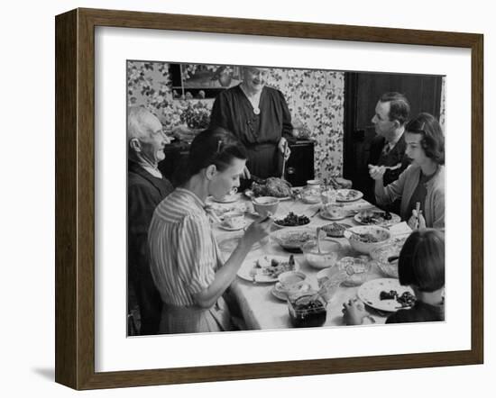 Family Eating at Dinner Table-John Dominis-Framed Photographic Print