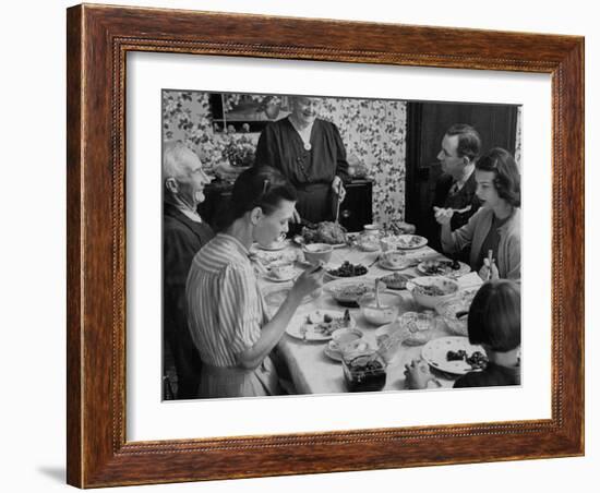 Family Eating at Dinner Table-John Dominis-Framed Photographic Print
