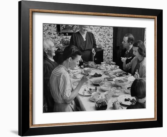 Family Eating at Dinner Table-John Dominis-Framed Photographic Print