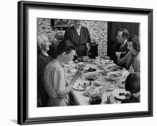 Family Eating at Dinner Table-John Dominis-Framed Photographic Print