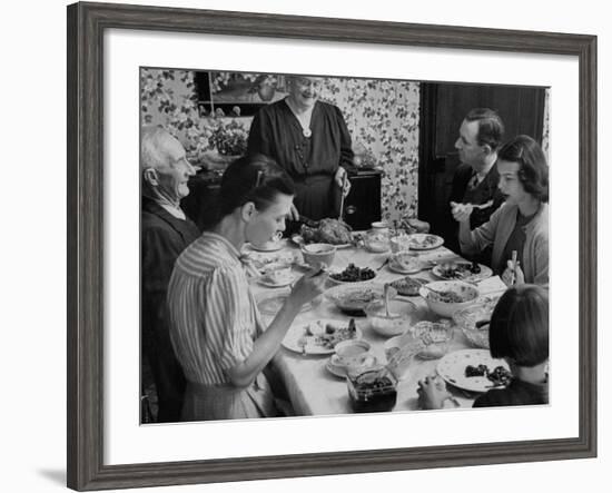 Family Eating at Dinner Table-John Dominis-Framed Photographic Print