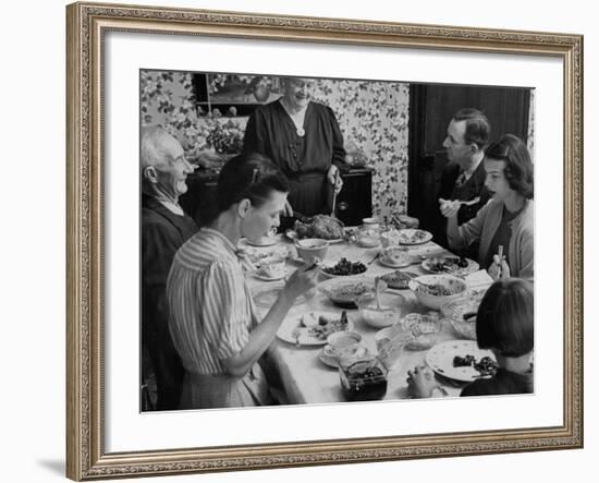 Family Eating at Dinner Table-John Dominis-Framed Photographic Print