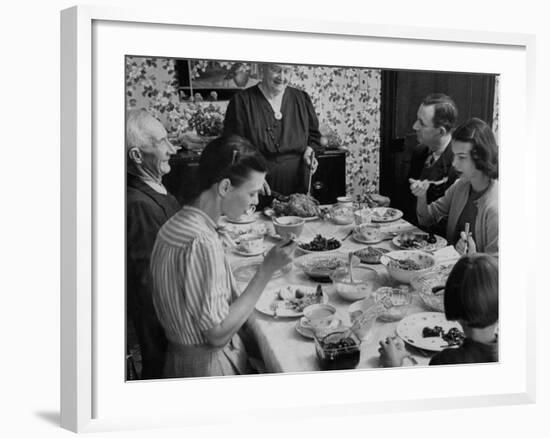 Family Eating at Dinner Table-John Dominis-Framed Photographic Print