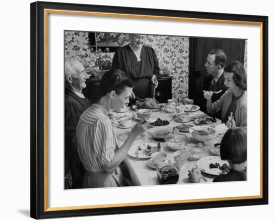 Family Eating at Dinner Table-John Dominis-Framed Photographic Print