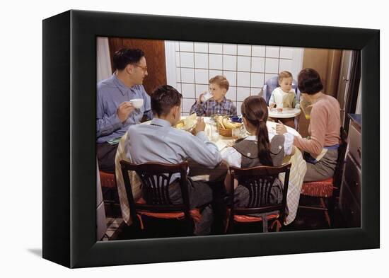 Family Eating Together at Dinner Table-William P. Gottlieb-Framed Premier Image Canvas