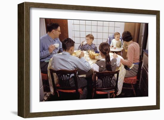 Family Eating Together at Dinner Table-William P. Gottlieb-Framed Premium Photographic Print