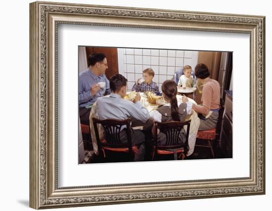 Family Eating Together at Dinner Table-William P. Gottlieb-Framed Photographic Print