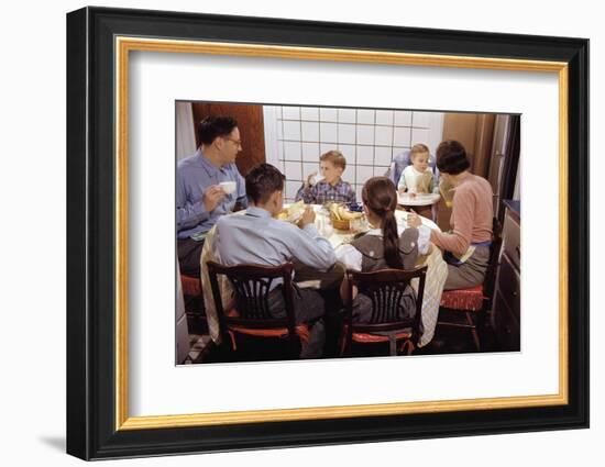 Family Eating Together at Dinner Table-William P. Gottlieb-Framed Photographic Print