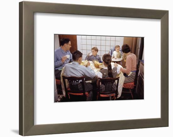 Family Eating Together at Dinner Table-William P. Gottlieb-Framed Photographic Print