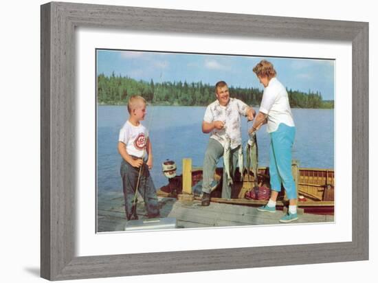 Family Fishing on the Lake-null-Framed Art Print