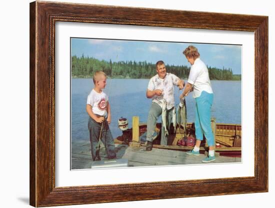 Family Fishing on the Lake-null-Framed Art Print