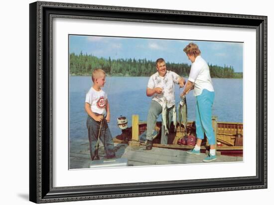 Family Fishing on the Lake-null-Framed Art Print